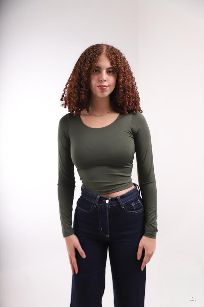 Olive U Shaped Long Sleeve