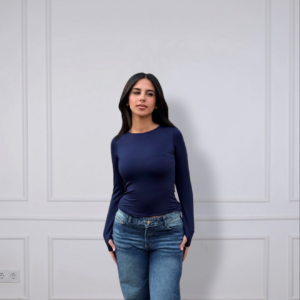 Navy blue Basic long sleeve top